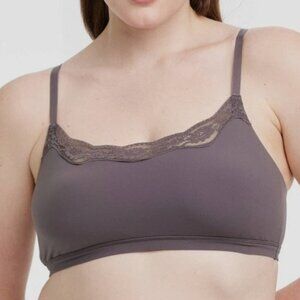Auden Luxe Stretch Unlined Scoop Bralette Mauve Grey Small